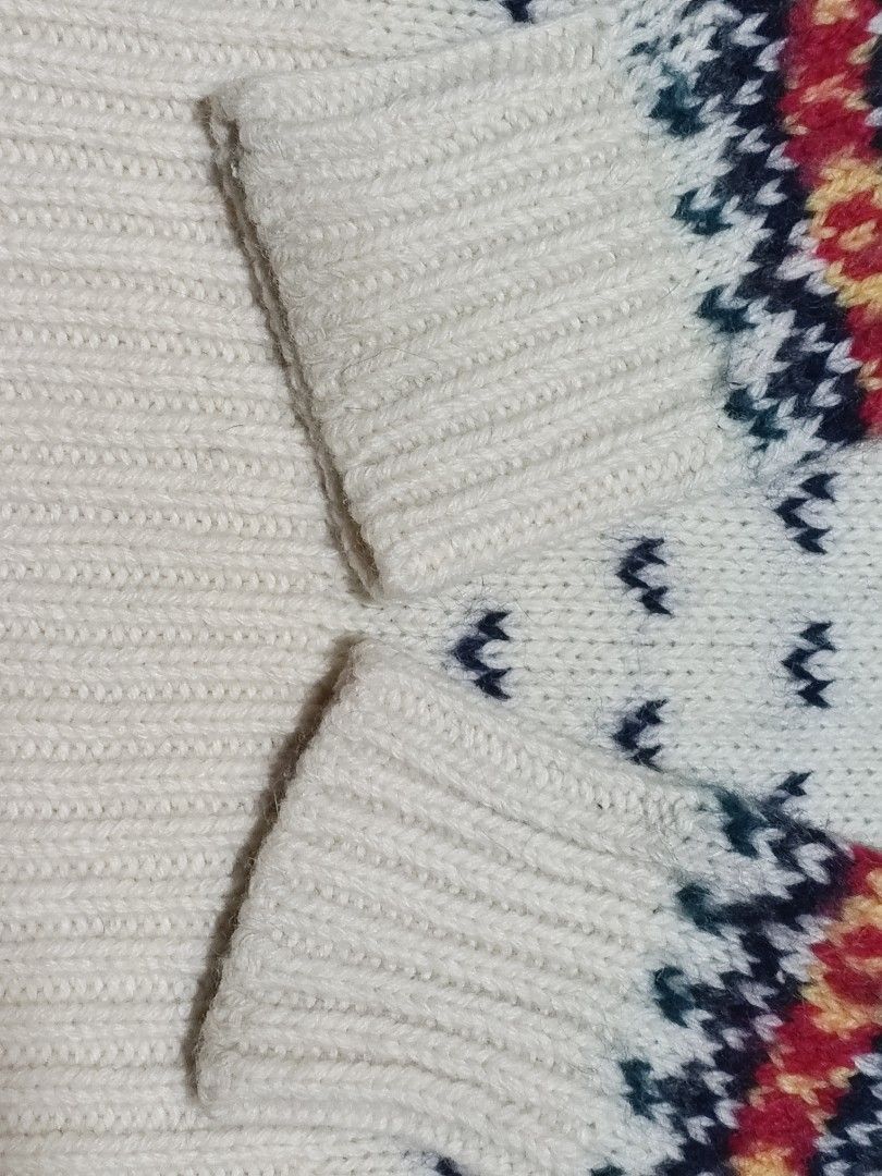 MITSUMINE Fair Isle Knit Wool Sweater (Category: Coats, Jackets and Outerwear) located in Baguio. Submitted by oberdosed (Listing ID 1464347372, Image 3). Description: MITSUMINE Fair Isle Knit Wool Sweater A high-quality wool blend sweater featuring intricate, classic detailing. Measurements: Length: 24" | Width: 18" | Sleeves: 23".