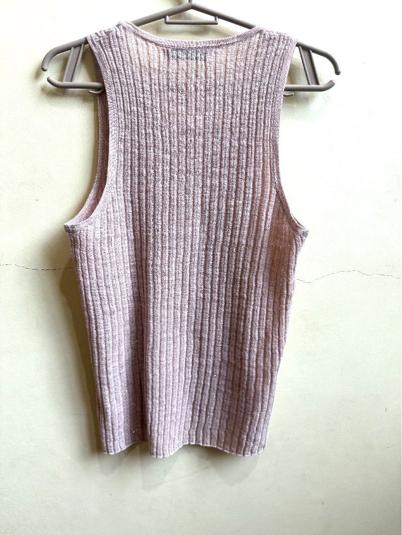 MNG Basics Ribbed Knit Tank Top - Pink (Category: Sleeveless) located in Pasig City. Submitted by amadamnl (Listing ID 1464159172, Image 3). Description: - Pink ribbed knit tank top - color is a very pale pink - Brand: MNG Basics - Sleeveless design - Scoop neckline - Subtle shimmer in fabric -.