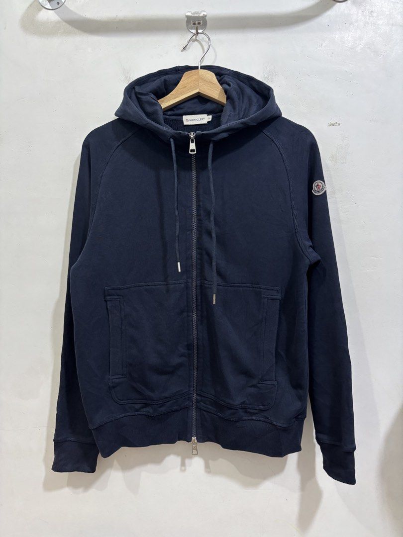 Moncler Navy Zip Up Hoodie (Category: Luxury Accessories) located in Taytay. Submitted by leanmark103093 (Listing ID 1464267793, Image 1). Description: M0NCL€R Navy Zip up Hoodie Size Small on tag W20 L25 Excellent Condition No issue 📩📩📩📩.