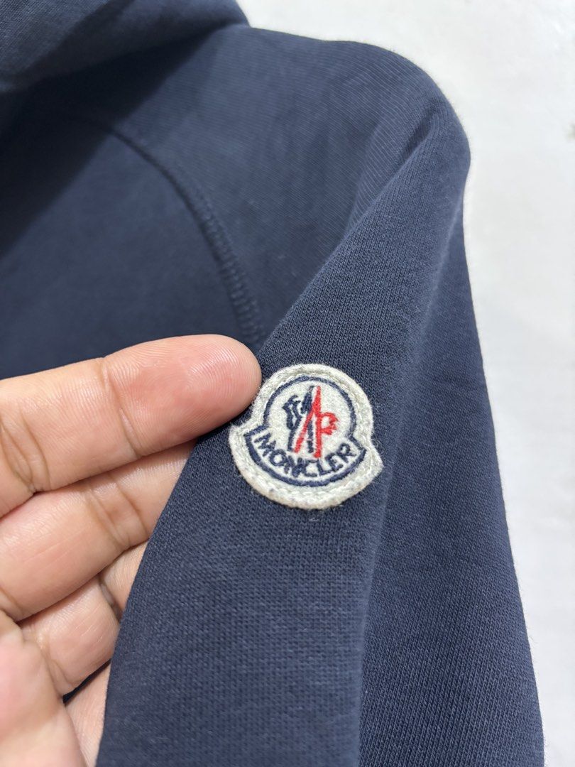 Moncler Navy Zip Up Hoodie (Category: Luxury Accessories) located in Taytay. Submitted by leanmark103093 (Listing ID 1464267793, Image 2). Description: M0NCL€R Navy Zip up Hoodie Size Small on tag W20 L25 Excellent Condition No issue 📩📩📩📩.