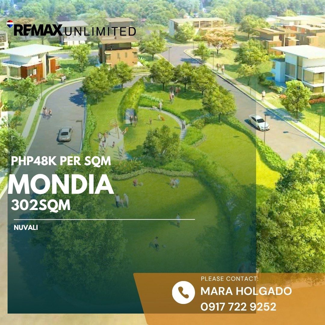 Mondia, Nuvali | 302sqm | php48k per sqm (Category: Lot) located in Pasig City. Submitted by maraholgado (Listing ID 1464215757, Image 1). Description: Mondia Lot for Sale Lot Area: 302 sqm Property Features: *Regular Cut *Near the Main Clubhouse *Not perimeter, not tumbok *Sits on an arterial road - private lot choice *Easy to build on Price per sqm: Php 48,000 List Price: Php 14,496,000 Mondia, Nuvali Contemporary Lifestyle with Infinite Opport