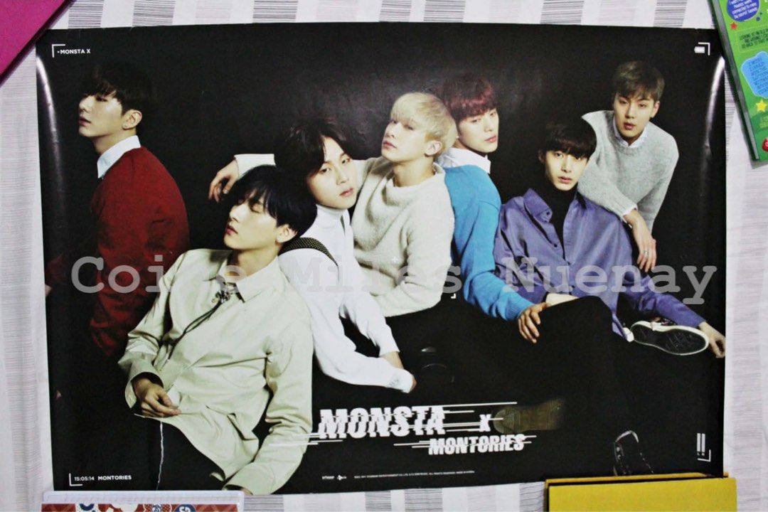 Monsta X OT7 Montories Poster (Category: K-Wave Merchandise) located in Iligan City. Submitted by cnuenay (Listing ID 1464352592, Image 1). Description: Monsta X Poster OT7 Shownu Minhyuk Wonho Changkyun Jooheon Hyungwon Kihyun Kpop Montories Pre ordered way back in 2015-2016 from Korea Monbebe.
