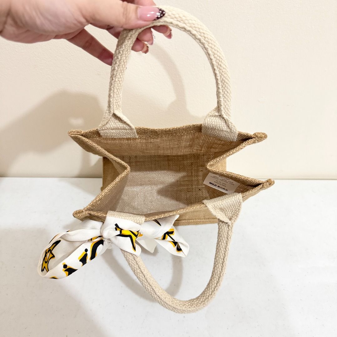 Muji Mini Beach Jute Bag with Twilly (Category: Beach Bags) located in Manila. Submitted by destashedmnl2 (Listing ID 1464311191, Image 2). Description: 💫 FREE SHIPPING WITHIN METRO MANILA 💫 (₱500 & up worth of purchase via J&T) ✨ Measurement: W- 8.5" L- 9" 🩶 Message me for more info/photos. 😊 🩶 MOP: BDO/BPI/GCASH/GOTYME 🩶 MOD: -Lalamove (Same Day Delivery: Metro Manila and nearby provinces) -J&T ; starts at ₱50 sf (Metro Manila/Provincial)