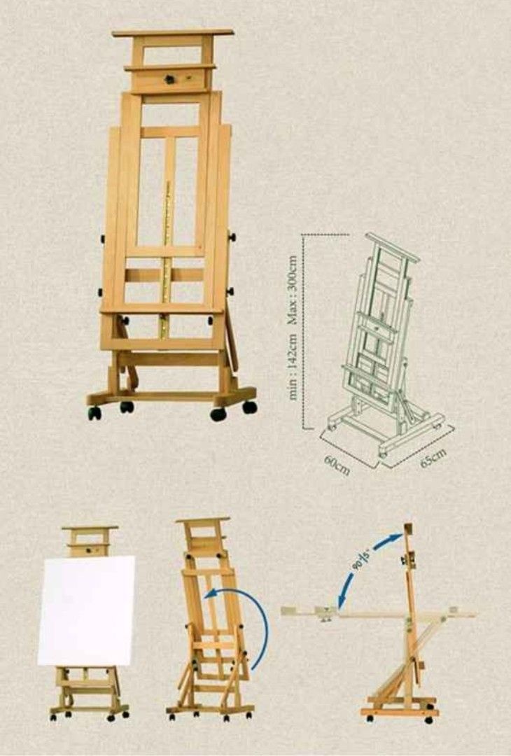 Multi Functional Master Studio Easel (Category: Craft Supplies & Tools) located in Caloocan City. Submitted by noblestorm_c6463a (Listing ID 1464245959, Image 3). Description: -24 x 26 x 60 inches (maximum length 118 inches) -Solid wood construction for durability - Adjustable height and angle for comfortable use - Built-in drawer for convenient art supply storage - Smooth-rolling wheels for easy portability - Folds compactly for simple storage -