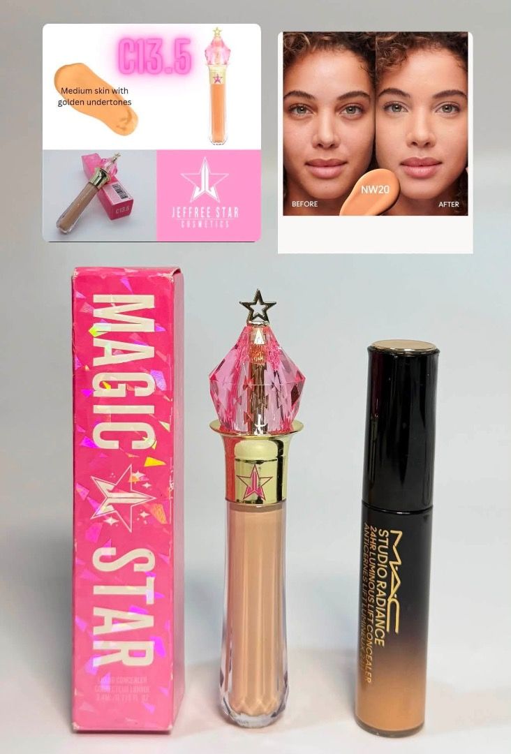 Nars, Charlotte Tilbury Magic Away, Jeffree Star, MUFE (Category: Makeup) located in Cebu City. Submitted by kyeshamori24 (Listing ID 1464329603, Image 3). Description: - Bundle includes 4 high-quality concealers: - NARS Radiant Creamy Concealer (Shade: Cafe con Leche) - Charlotte Tilbury Magic Away Concealer - Jeffree Star Magic Star Concealer - Make Up For Ever Ultra HD Concealer - Ideal for covering blemishes and dark circles. - Brightens the 
