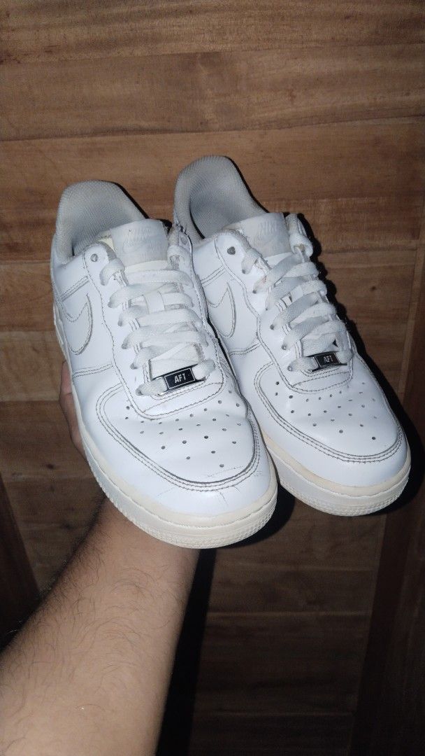 Nike Air Force 1 '07 Essential Womens Shoe (Category: Sneakers) located in Manila. Submitted by bigbenplaysthriftstore (Listing ID 1464293513, Image 1). Description: - Classic white Nike Air Force 1s - Iconic AF1 detailing on lace locks - Pre-loved with plenty of life left - Ideal for casual wear - A must-have for any sneaker collection.