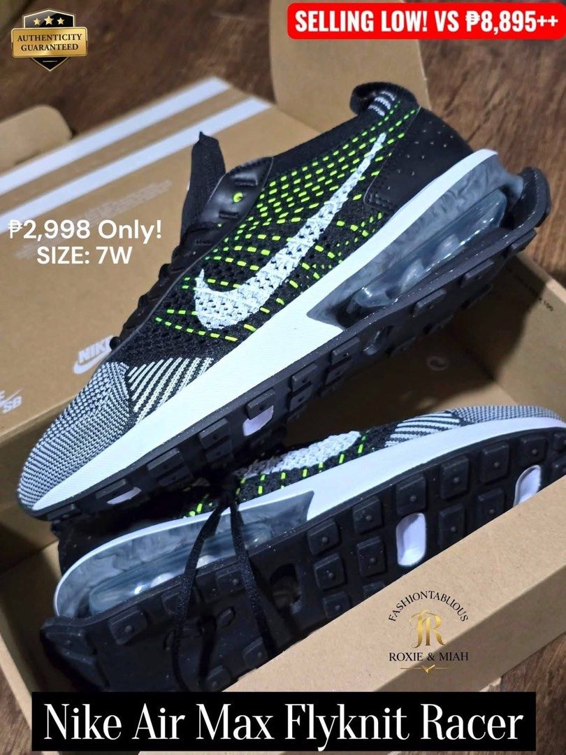 NIKE AIR MAX FLYKNIT RACER 💚🖤 (Category: Sneakers) located in Mandaluyong City. Submitted by luxprelovedbagsparadise (Listing ID 1464260458, Image 3). Description: 🔥 NIKE AIR MAX FLYKNIT RACER — STEAL ALERT! 🔥 Your workout shoes called… they said “Make room for me!” 😎👟 💯 AUTHENTIC NIKE ✨ Air Max Flyknit Racer 🖤 Black/Green/White 👟 SIZE 7W ONLY 💥 ₱2,998 ONLY! 😱 Regular price: ₱8,895++ 💸 SAVE BIG — selling LOW! Lightweight look, sporty 
