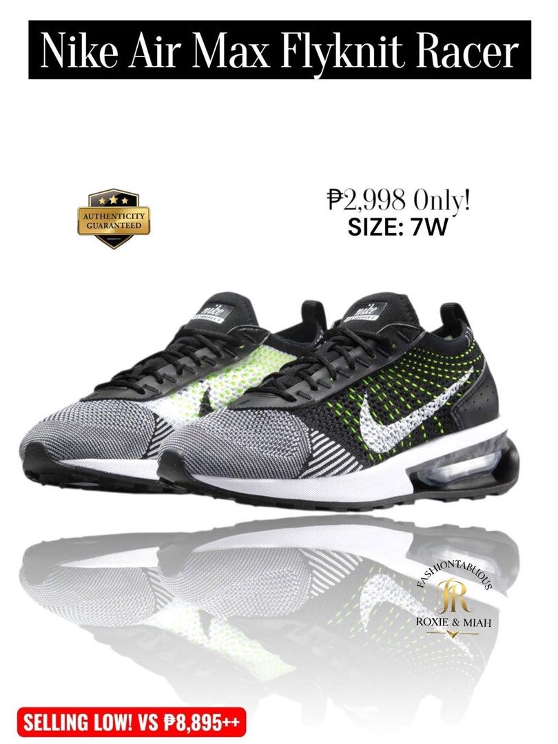 NIKE AIR MAX FLYKNIT RACER 💚🖤 (Category: Sneakers) located in Mandaluyong City. Submitted by luxprelovedbagsparadise (Listing ID 1464260458, Image 2). Description: 🔥 NIKE AIR MAX FLYKNIT RACER — STEAL ALERT! 🔥 Your workout shoes called… they said “Make room for me!” 😎👟 💯 AUTHENTIC NIKE ✨ Air Max Flyknit Racer 🖤 Black/Green/White 👟 SIZE 7W ONLY 💥 ₱2,998 ONLY! 😱 Regular price: ₱8,895++ 💸 SAVE BIG — selling LOW! Lightweight look, sporty 