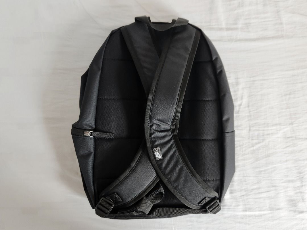 NIKE Black Backpack (Category: Backpacks) located in Taguig. Submitted by aip12 (Listing ID 1464208205, Image 3). Description: - Height: 16.5", Width: 11.5" - Classic black Nike backpack - Iconic Nike swoosh logo - Main compartment and front pocket - Padded straps for comfort - Ideal for school, gym, or everyday use - Brand new with tags attached Please notify one day before the meet-up day. MEET UP AREAS: Glorietta/Greenbelt/Landmark/SM Makati/V