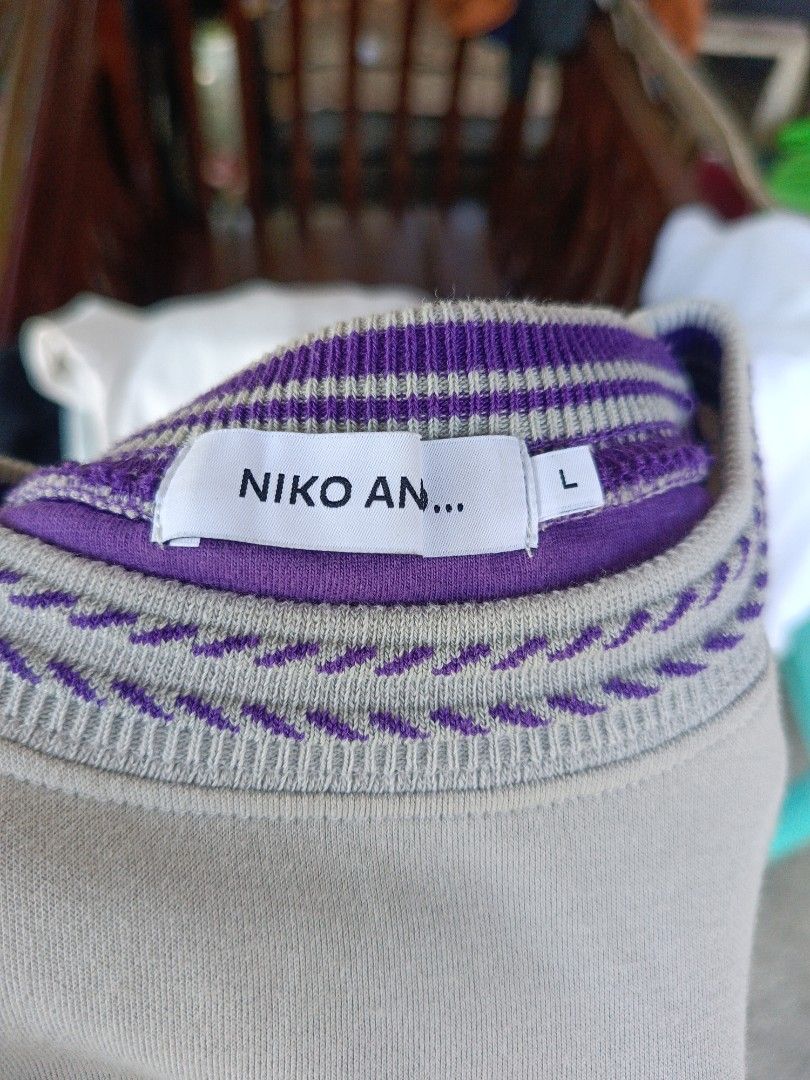 Niko and... T-shirt (Category: Tshirts & Polo Shirts ) located in Urdaneta. Submitted by tetsudoubletaps (Listing ID 1464159540, Image 2). Description: - Brand: Niko and... - Color: Grey - Size: L - Design: Purple and white striped trim on collar and sleeves - Material: Polyester and Polyurethane - Occasion: Casual wear.