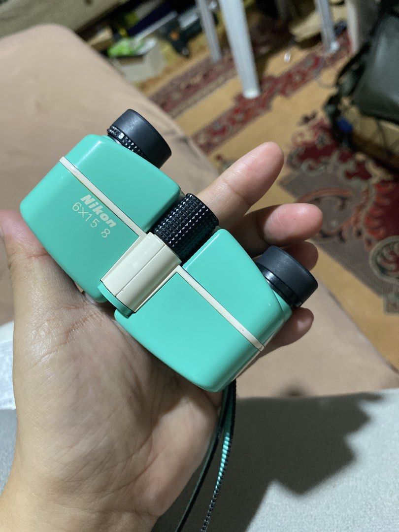 Nikon 6x15 8 Compact Binoculars Teal (Category: Hiking & Camping) located in Manila. Submitted by cdb_22 (Listing ID 1464187966, Image 1). Description: - Teal Nikon 6x15 8 binoculars - Compact and lightweight design - Easy to carry, perfect for on-the-go - Ideal for outdoor activities and bird watching - In good working condition - Comes with a strap.