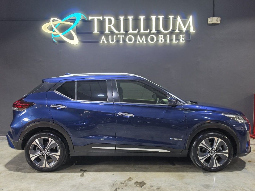 Nissan Kicks e-POWER Hybrid Premium (A) (Category: Used Cars) located in Singapore. Submitted by trillium.auto (Listing ID 1464277408, Image 3). Description: 🚘 Vehicle Features 1.2L DOHC 3-cylinder engine powering an electric motor producing 127bhp & 280nm, paired to a single-speed reduction gear gearbox. Going up to 21.7km/l 🚘 Accessories Reverse camera, Bluetooth, cruise control, Bluetooth, CarPlay, collision warning with emergency brake, aut