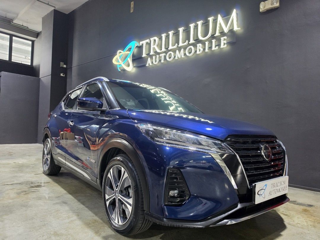 Nissan Kicks e-POWER Hybrid Premium (A) (Category: Used Cars) located in Singapore. Submitted by trillium.auto (Listing ID 1464277408, Image 2). Description: 🚘 Vehicle Features 1.2L DOHC 3-cylinder engine powering an electric motor producing 127bhp & 280nm, paired to a single-speed reduction gear gearbox. Going up to 21.7km/l 🚘 Accessories Reverse camera, Bluetooth, cruise control, Bluetooth, CarPlay, collision warning with emergency brake, aut