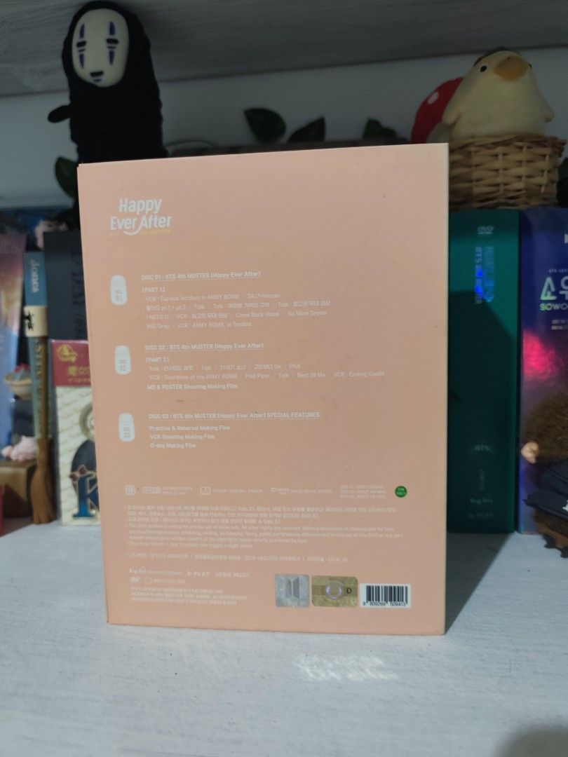 Official BTS Happy Everafter 4th Muster DVD (Category: CDs & DVDs) located in Dapitan. Submitted by ghibli_dreams (Listing ID 1464303517, Image 2). Description: Official BTS Happy Everafter 4th Muster DVD. Complete inclusion except photocard. All inclusions are shown in the picture. The 3 disks are in good condition. MOP - Gcash (prio payo) 📍Dapitan City.