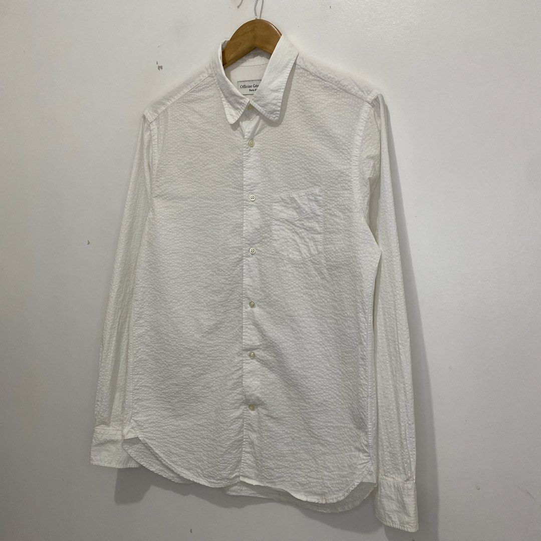 Officine Générale Button Down Polo (Category: Formal Shirts) located in Tanauan. Submitted by flexingthriftsph (Listing ID 1464191981, Image 2). Description: Officine Générale Button Down Polo Small on tag 20 inches - chest 17 inches - shoulder 29-30 inches - length 26 inches - sleeves.