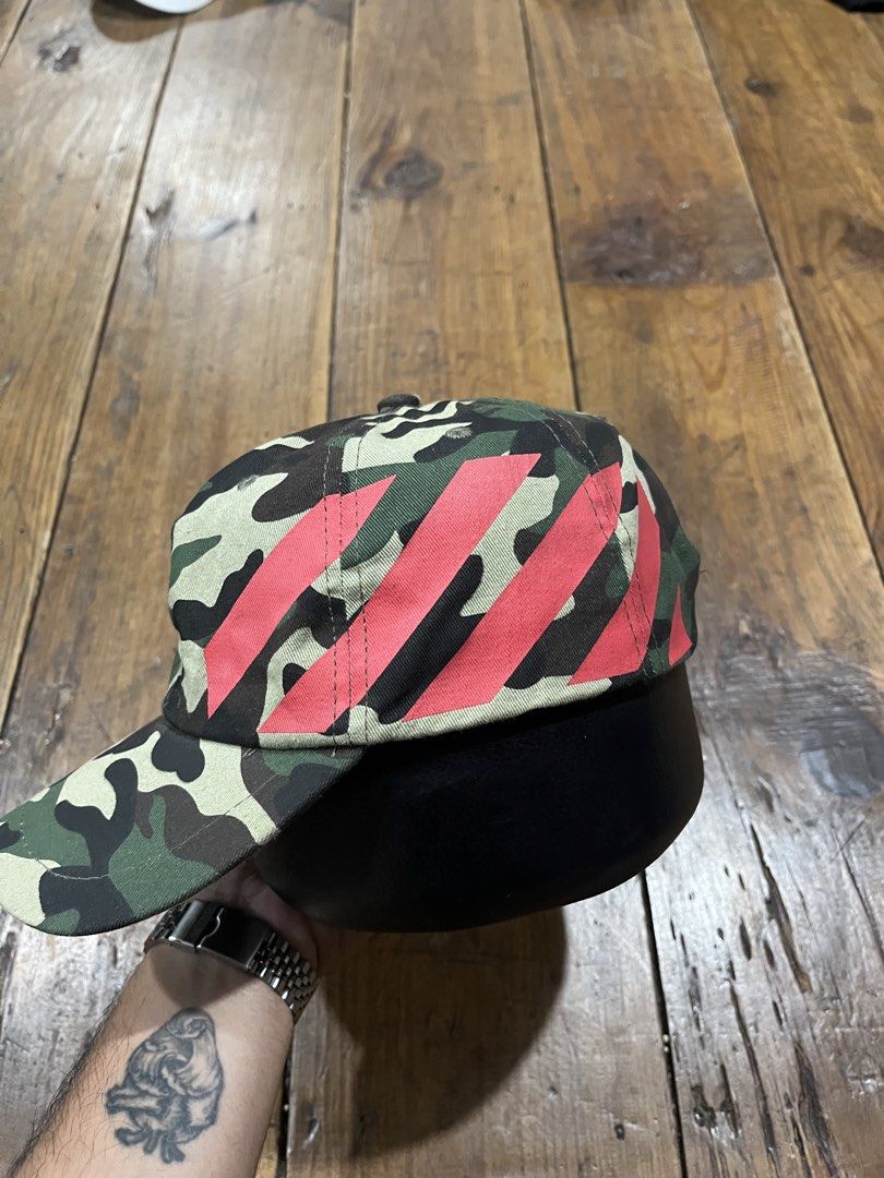 Off-White Camouflage Baseball Cap (Category: Caps & Hats) located in Baguio. Submitted by fishy___fish (Listing ID 1464261380, Image 2). Description: Off-White Camouflage Baseball Cap Strap adjuster OSFA No issues.