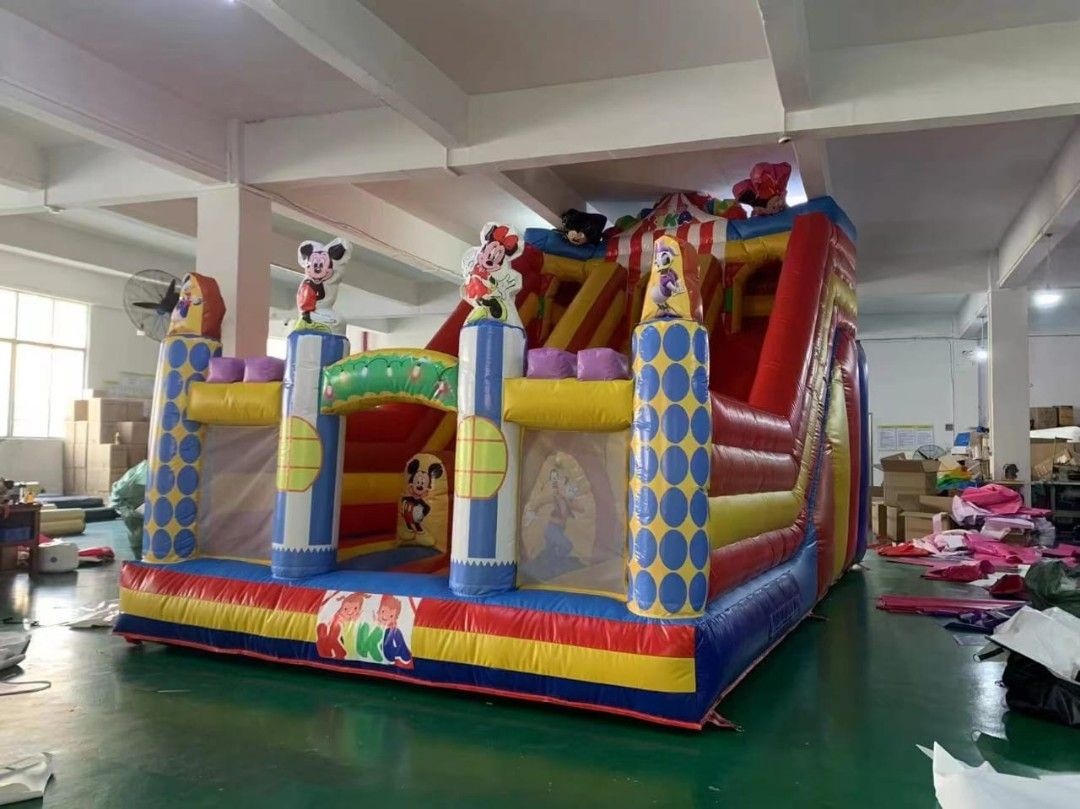 onhand Inflatable Bouncy Castle Slide playground (Category: Interactive Toys) located in Manila. Submitted by prettyme101395 (Listing ID 1464255185, Image 1). Description: - Awesome bouncy castle with slide! - Features popular Mickey Mouse and Mario themes. - Ideal for parties, events, and backyard entertainment. - Made with durable material for long-lasting fun. - Provides hours of entertainment for kids. - Great for personal use or rental busin