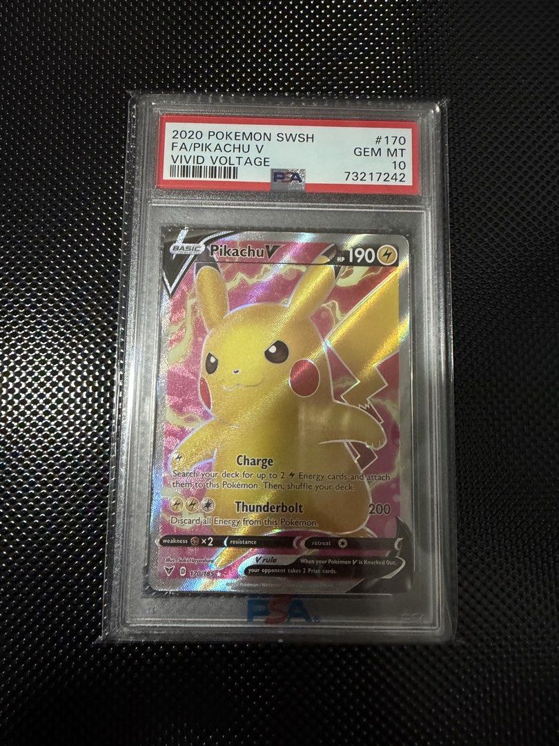 Pikachu v psa 10 (Category: Graded Singles) located in Mandaluyong City. Submitted by ryugarage (Listing ID 1464304101, Image 1). Description: Pikachu v Psa 10.