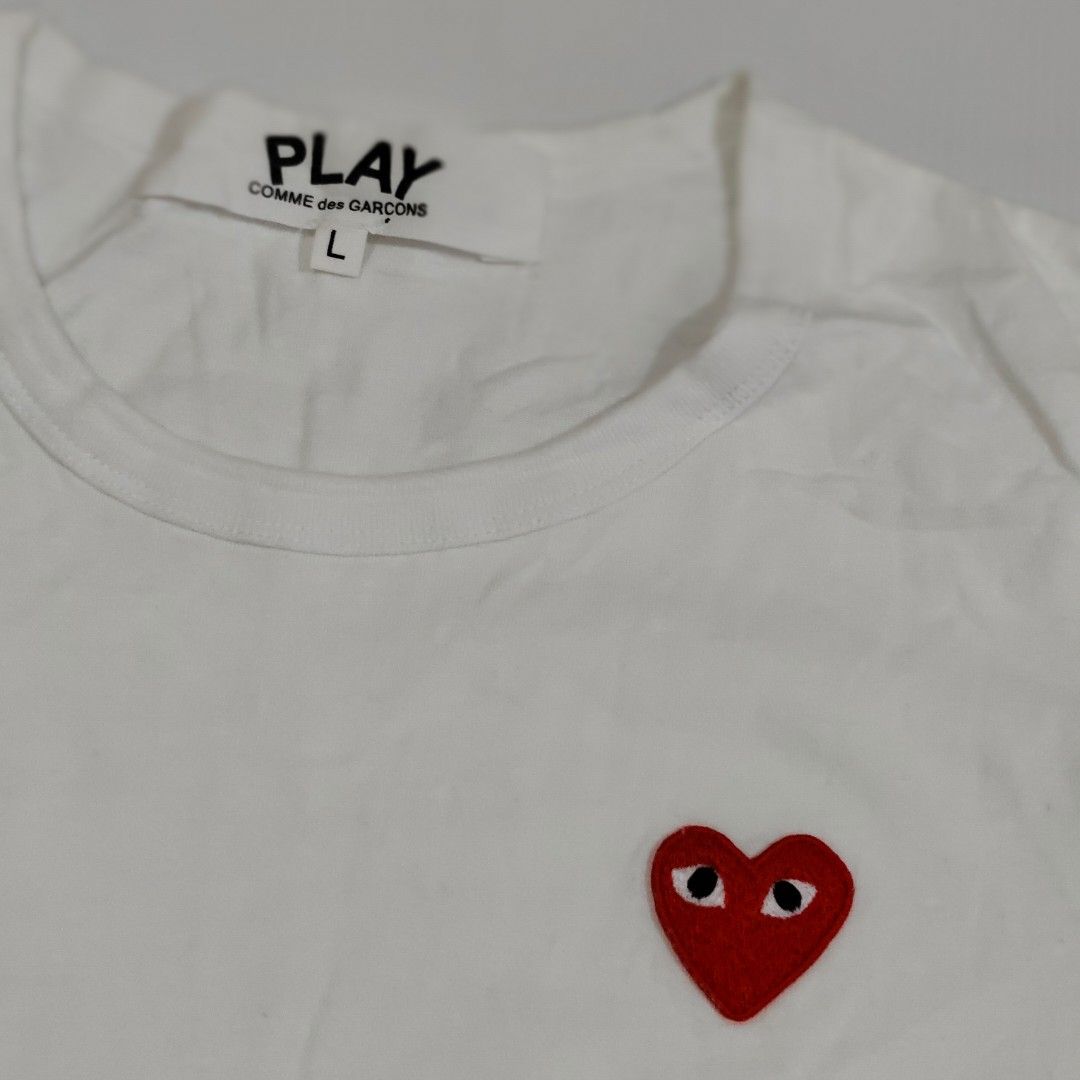 Play CDG shirt (Category: Shirts) located in Batangas. Submitted by pogipabili (Listing ID 1464238276, Image 2). Description: cut washtags 17x23.