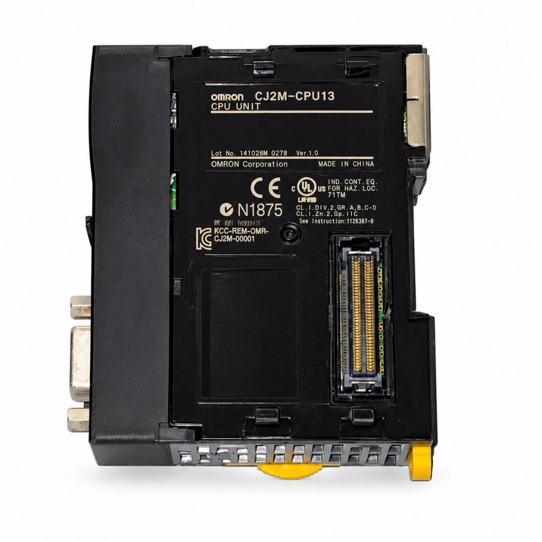 PLC Omron CJ2M CPU13 Programmable Logic Controller (Category: Computer Parts) located in Caloocan City. Submitted by downcover30sp (Listing ID 1464251152, Image 3). Description: Brand: Omron Model: CJ2M-CPU13 Series: SYSMAC CJ2M Type: PLC CPU Unit Program Capacity: 20K Steps Data Memory: 64K Words Maximum I/O: 2,560 Points Communication: USB + RS-232C Power Consumption: 5 VDC, 0.5 A Expansion: Up to 40 Units / 3 Expansion Racks Dimensions: 90 × 7
