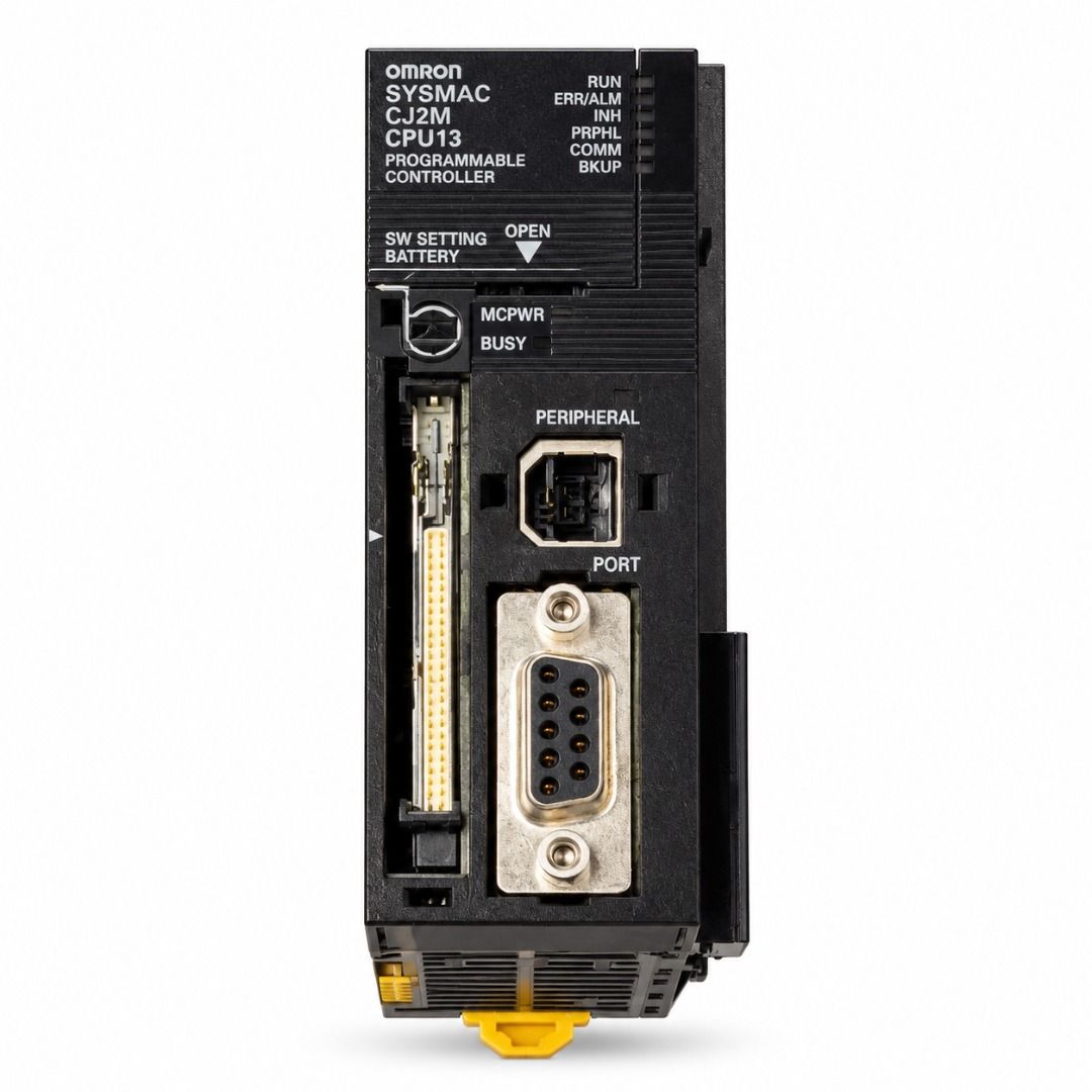 PLC Omron CJ2M CPU13 Programmable Logic Controller (Category: Computer Parts) located in Caloocan City. Submitted by downcover30sp (Listing ID 1464251152, Image 2). Description: Brand: Omron Model: CJ2M-CPU13 Series: SYSMAC CJ2M Type: PLC CPU Unit Program Capacity: 20K Steps Data Memory: 64K Words Maximum I/O: 2,560 Points Communication: USB + RS-232C Power Consumption: 5 VDC, 0.5 A Expansion: Up to 40 Units / 3 Expansion Racks Dimensions: 90 × 7