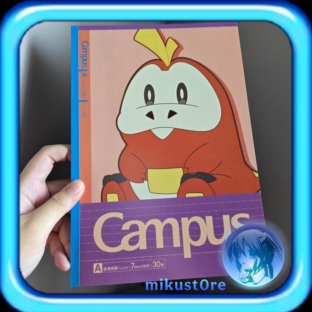 Pokemon Campus Notebook - Fuecoco Design Nintendo (Category: Stationery & School Supplies) located in Manila. Submitted by mikust0re (Listing ID 1464171603, Image 1). Description: - Cute Fuecoco Pokemon design - A5 size notebook - 30 sheets - Dot grid paper inside - Ideal for school, notes, or journaling.