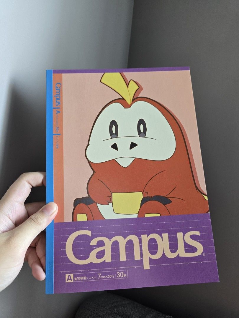 Pokemon Campus Notebook - Fuecoco Design Nintendo (Category: Stationery & School Supplies) located in Manila. Submitted by mikust0re (Listing ID 1464171603, Image 3). Description: - Cute Fuecoco Pokemon design - A5 size notebook - 30 sheets - Dot grid paper inside - Ideal for school, notes, or journaling.
