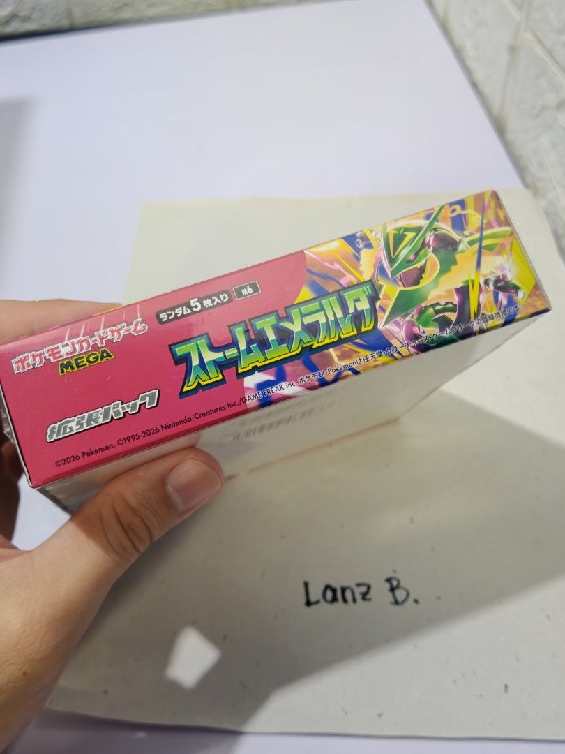 Pokémon Storm Emerald Booster Box Japanese (Category: Card Boxes & Cases) located in Taytay. Submitted by renz52 (Listing ID 1464277322, Image 2). Description: RUSH Pokemon Storm Emeralda JP New, sealed with shrinkwrap 1pc only RFS: Bills muna Last Price posted Php 6500 + SF Location: Taytay, Rizal Pick-up or Delivery via Lalamove.