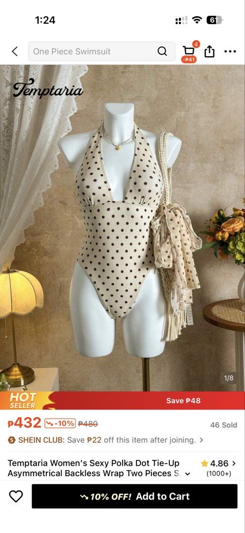 Polka one piece bikini (Category: Bikinis & Swimsuits) located in Concepcion. Submitted by lyssaaaa (Listing ID 1464320958, Image 3). Description: - Brandnew - with scarf - best fit for petite xs rfs - too small :(.