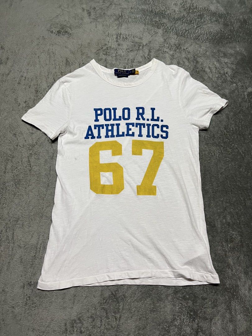 Polo Ralph Lauren (Category: Activewear) located in Manila. Submitted by james23t (Listing ID 1464323198, Image 1). Description: Polo Ralph Lauren athletics graphic t-shirt featuring a prominent “67” design on the front. SCANNABLE Condition: Excellent Size: 17x25 ( INCHES ) Color: White Price: 1,200 PHO 📦 Ships nationwide 💬 DM to reserve — first come, first served! Not affiliated with or endorsed..