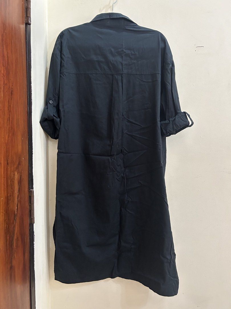 Preloved | Black Buttondown Dress (Category: Dresses) located in Caloocan City. Submitted by trisdeclutters (Listing ID 1464240174, Image 3). Description: Last price already Width: 20" Length: 37.5" front & 39" back With side slits With one pocket in front No flaws, good as new ‼️no reservations, exchange, cancellation, return, refund‼️.