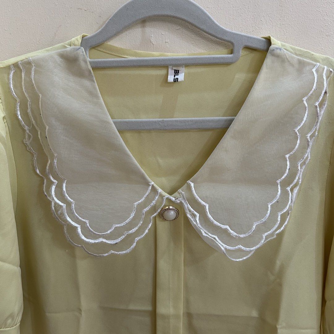 Preloved | Light Yellow Blouse (Category: Blouses) located in Caloocan City. Submitted by trisdeclutters (Listing ID 1464229665, Image 3). Description: Last price already Bust: up to 38" Length: 23" No flaws ‼️no reservations, exchange, cancellation, return, refund‼️.
