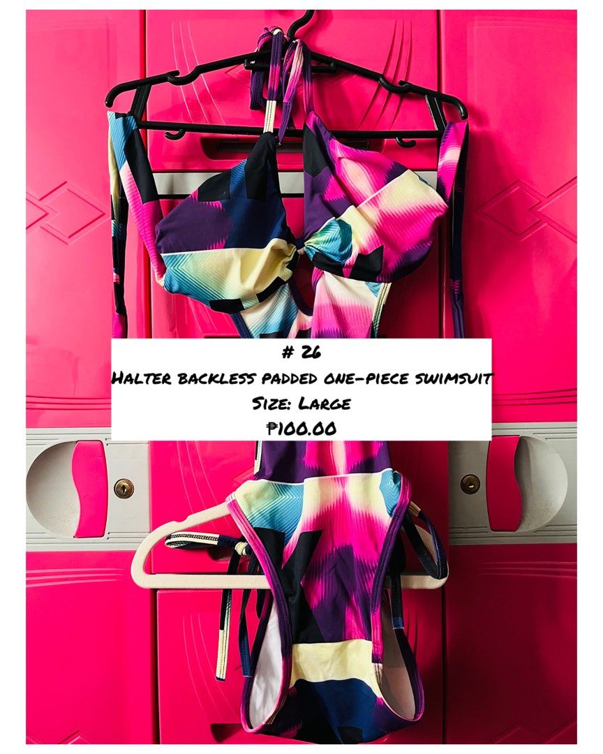 Pre-loved Halter Backless Padded One-Piece Swimsuit (Category: Bikinis & Swimsuits) located in Muntinlupa City. Submitted by triciakye (Listing ID 1464187607, Image 1). Description: 📍Alabang, Muntinlupa City Click on the picture for the details. RFS: Decluttering ng babaeng bibili ng bagong damit kapag may gala tapos di na ulit susuotin 😅 PLEASE READ: -Payment first via Gcash before ship out. -Prices does not include shipping fee. The item will