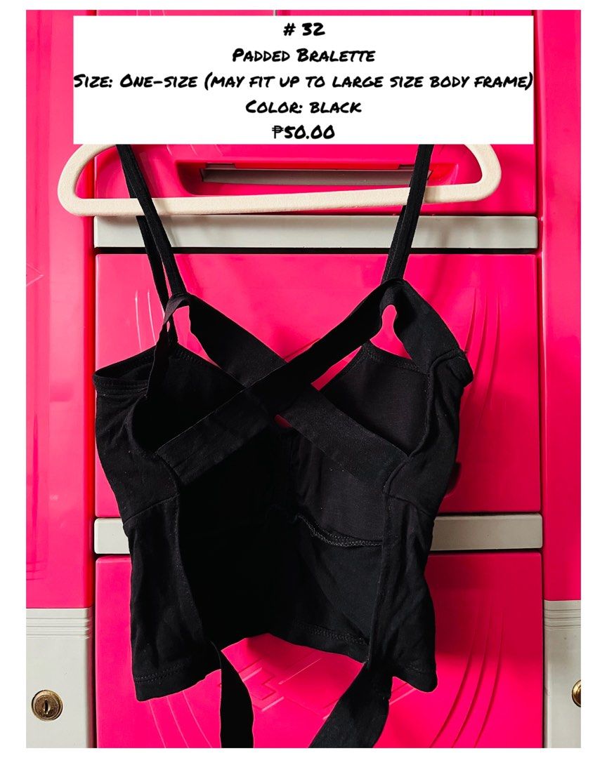 Pre-loved Padded Bralette (Category: Undergarments & Loungewear) located in Muntinlupa City. Submitted by triciakye (Listing ID 1464189167, Image 1). Description: 📍Alabang, Muntinlupa City Click on the picture for the details. RFS: Decluttering ng babaeng bibili ng bagong damit kapag may gala tapos di na ulit susuotin 😅 PLEASE READ: -Payment first via Gcash before ship out. -Prices does not include shipping fee. The item will be sent via Lalamo