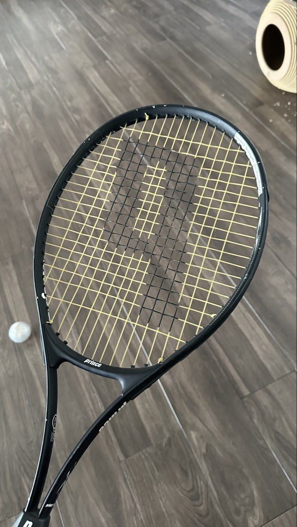 Prince Pro Series Tennis Racket (Category: Racket and Ball Sports) located in Manila. Submitted by waldorf024 (Listing ID 1464213755, Image 1). Description: - Prince Pro Series aluminum tennis racket - String Pattern: 16 mains / 19 crosses - Recommended Tension: 50-65 lbs - Currently Strung With: Prince Tournament Nylon - Condition: Good, with minor scuffs on the frame (original grip has been removed) .