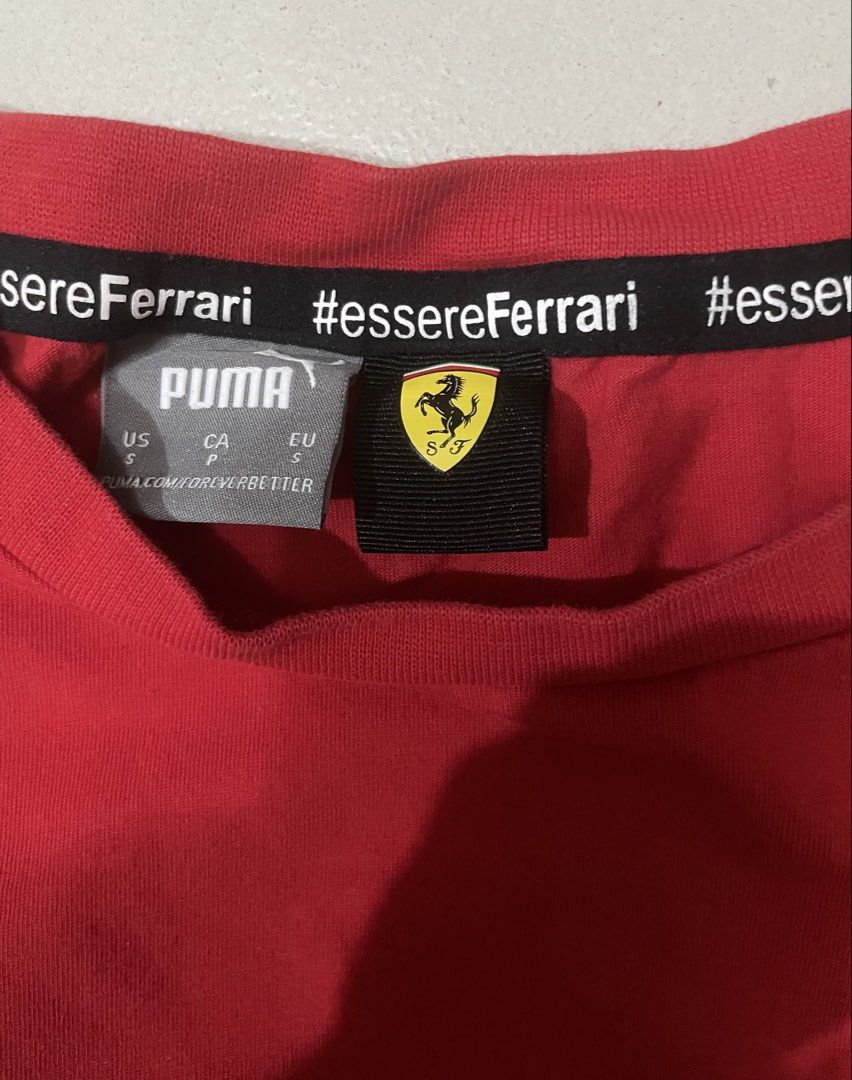 Puma Ferrari T-Shirt Size S (Category: Tshirts & Polo Shirts ) located in Manila. Submitted by sellingthings.xx (Listing ID 1464294381, Image 3). Description: - Authentic Red & Black Puma Ferrari T-shirt - Size: S - Features sponsor logos: Shell, Santander, CEVA - Sleeve details: Richard Mille and AWS logos - Color Rate: 9.5/10 - Dimes: Length 20 Width 26 - Issue: Crack Prints lang po - Condition: Good - Negotiable - Courier: Lalamove or pick up 