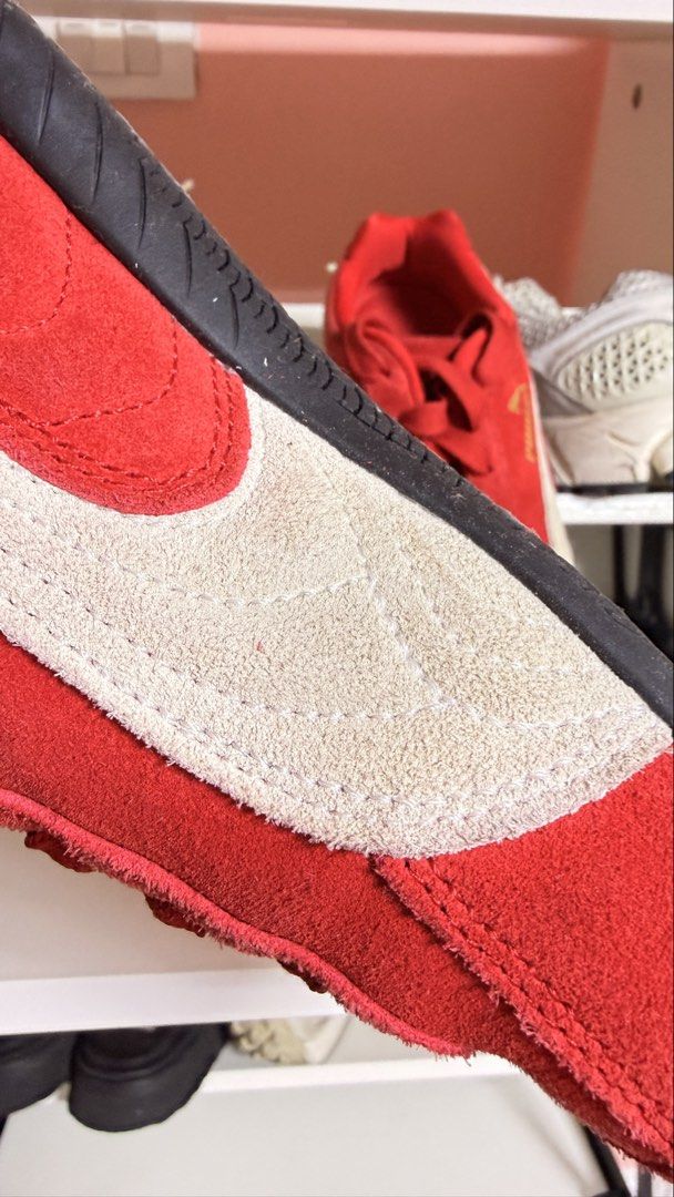 Puma Speedcat - Red Size 5 (23cm) (Category: Sneakers) located in Paranaque City. Submitted by bookdega (Listing ID 1464265621, Image 3). Description: - Red Puma sneakers - Suede material with white accents - Size: 5 UK / 37 EUR / 23 CM - Signs of wear on front and sides (unavoidable due to material) - Ideal for casual wear Authentic pasabuy from Japan. RFS: I have black ones I reach for more..