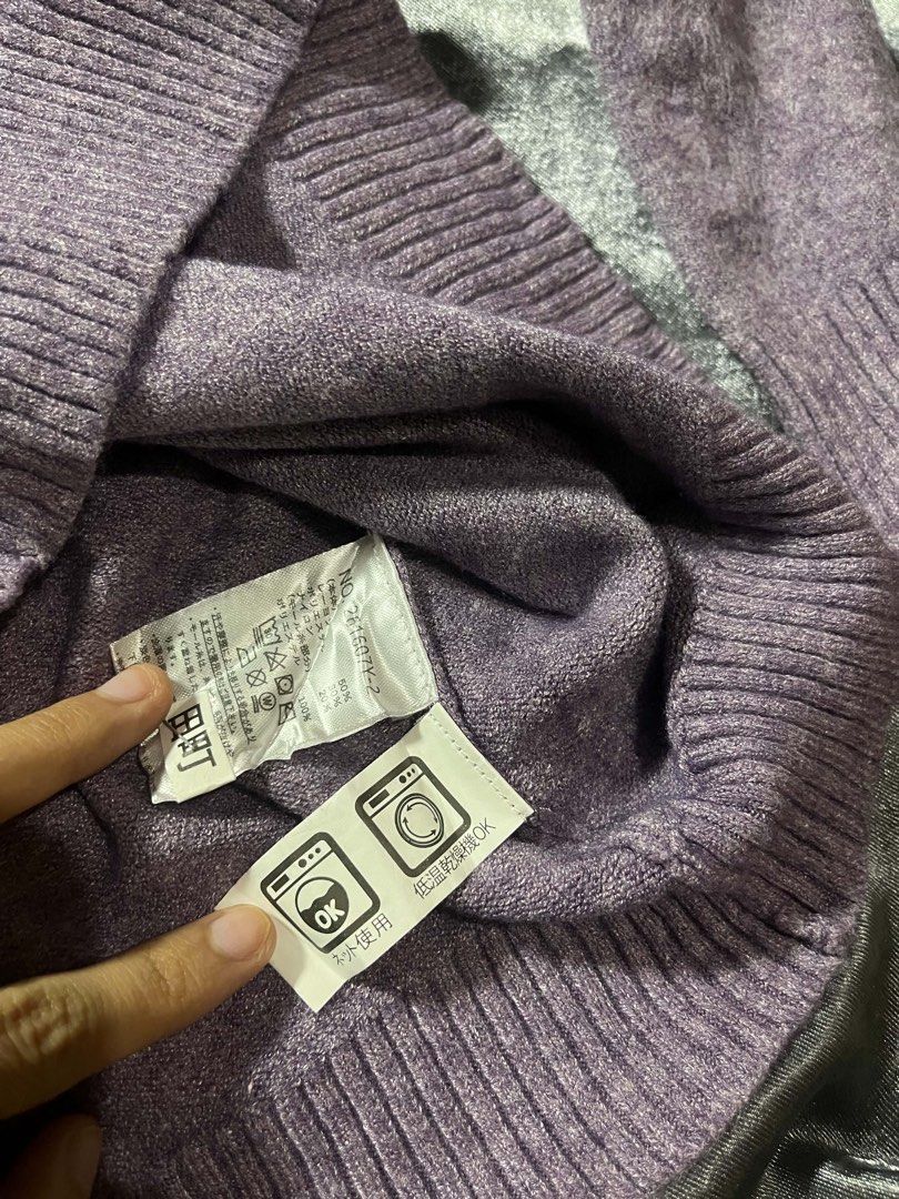 Purple Mock Neck Embroidered Sweater (Category: Coats, Jackets and Outerwear) located in General Trias. Submitted by kevinthriftshop (Listing ID 1464278852, Image 3). Description: - Elegant purple sweater with a stylish mock neck. - Features delicate floral embroidery accented with small beads on the front. - Comfortable ribbed cuffs and hem for a snug fit. - Made from a soft, cozy knit material. - Versatile piece mode of payment: gcash or mariba