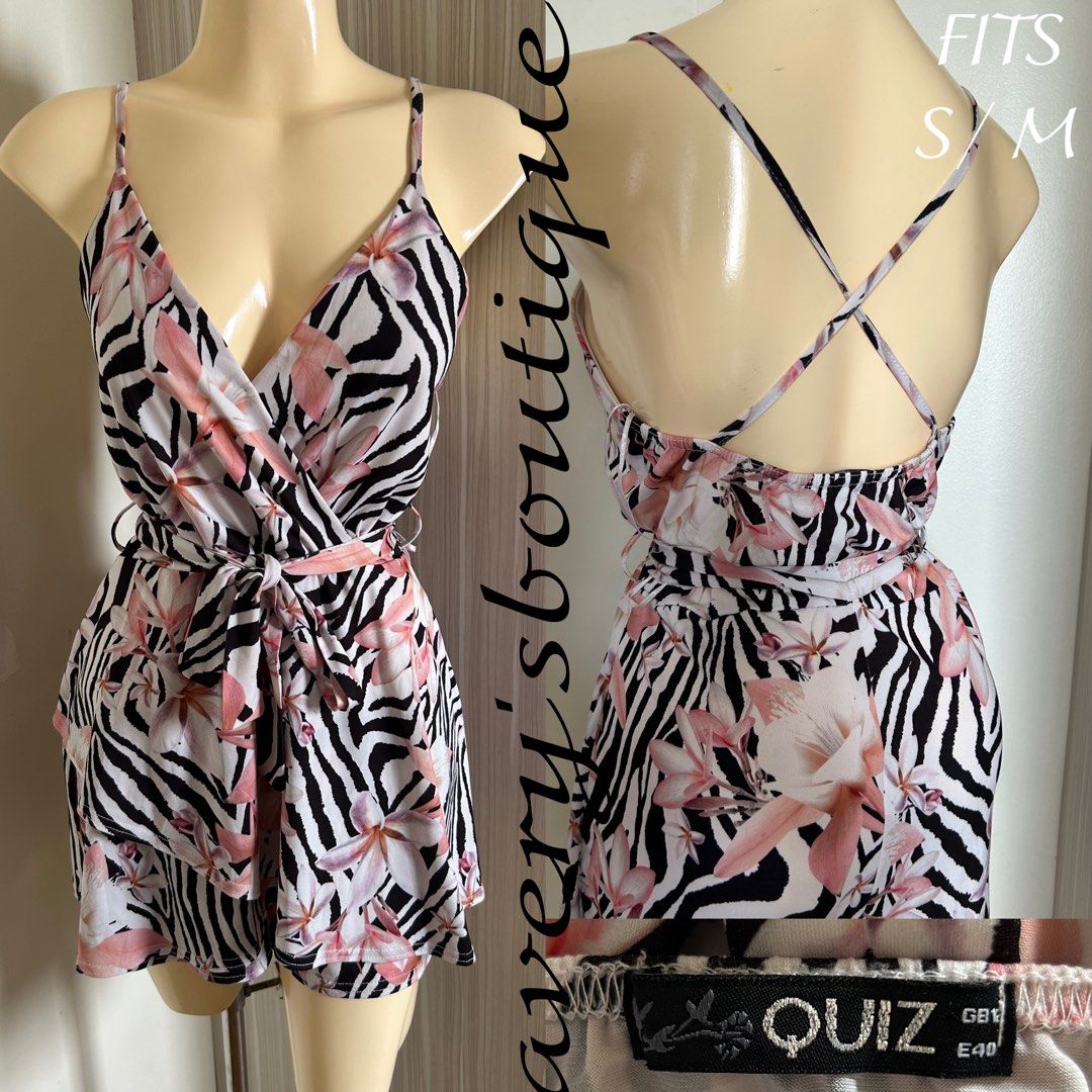 QUIZ printed romper - MEDIUM (Category: Rompers) located in Quezon City. Submitted by averysboutiqueonfb (Listing ID 1464184378, Image 1). Description: ‼️PRICE IS NOT NEGOTIABLE‼️ 📍Location: Munoz,Quezon city. 🧾MOP: Gcash/BDO/Maya/Maribank 🚚MOD: J&T/Lalamove ❌No rush shipping ❌Measurements not available for certain items .