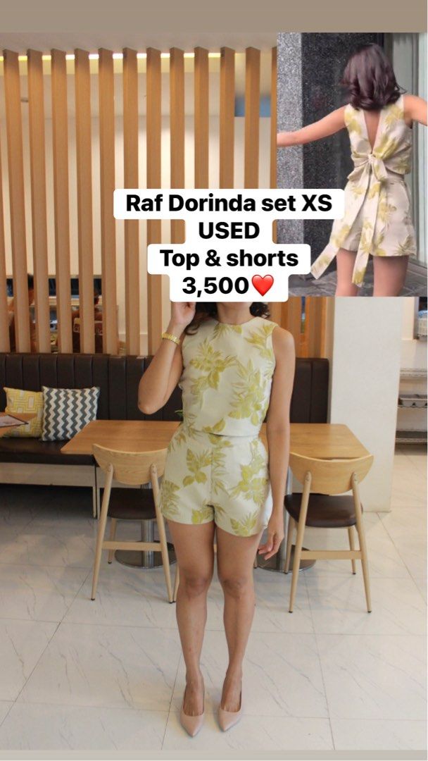 RAF MANILA DORINDA XS (Category: Sets or Coordinates) located in Calamba. Submitted by zarahzion (Listing ID 1464344705, Image 1). Description: RAF DORINDA Size XS Top & shorts Used Sold as set .