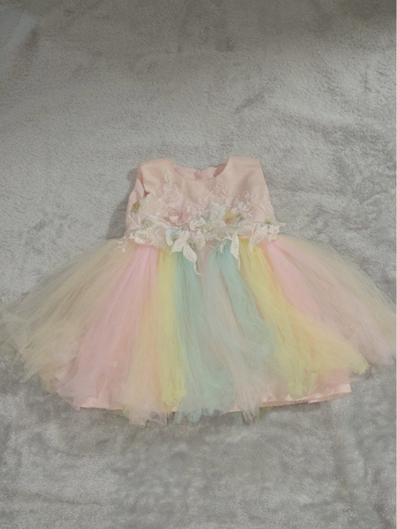 rainbow tulle floral dress (Category: Babies & Kids Fashion) located in Rizal. Submitted by thelittlearchiveofelle (Listing ID 1464170260, Image 1). Description: perfect for birthday parties and photoshoot rfs - doesn't fit my daughter anymore.