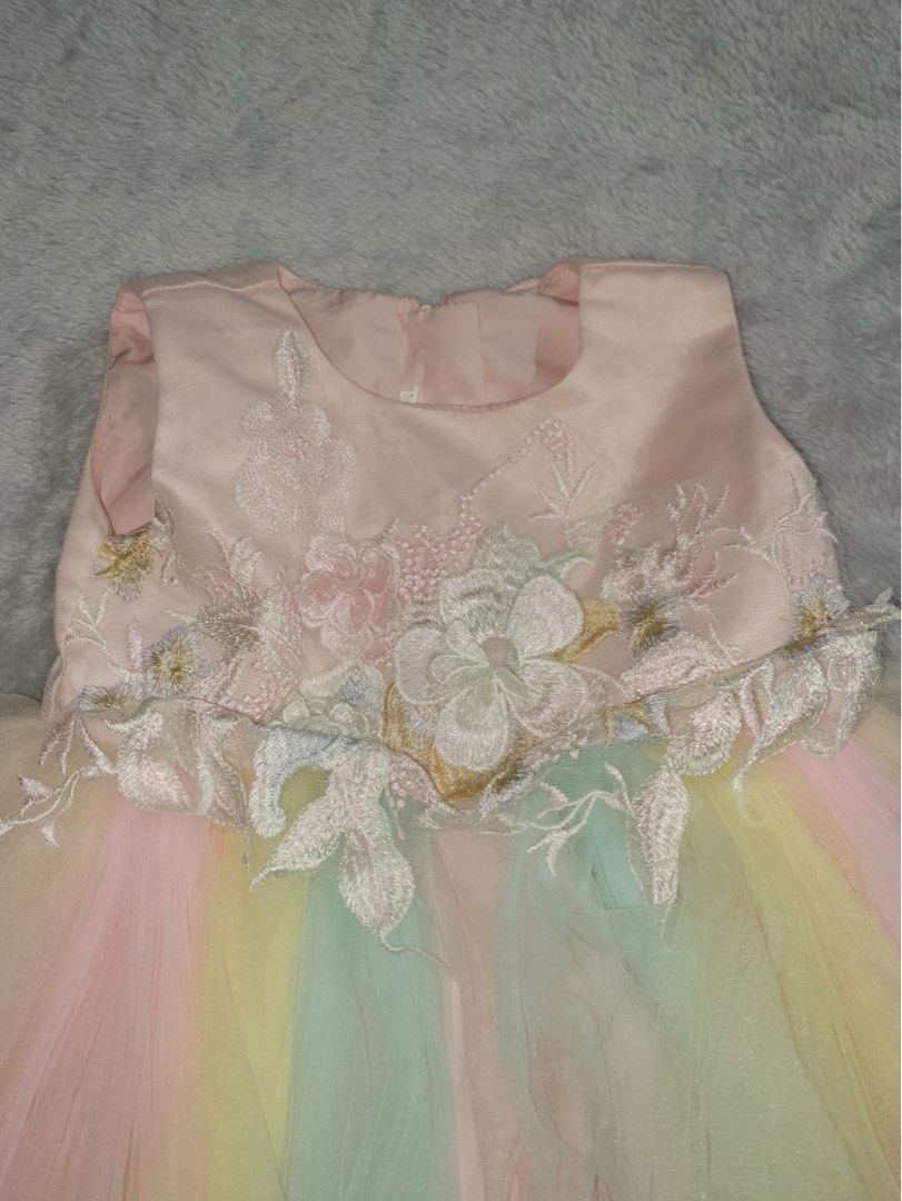 rainbow tulle floral dress (Category: Babies & Kids Fashion) located in Rizal. Submitted by thelittlearchiveofelle (Listing ID 1464170260, Image 2). Description: perfect for birthday parties and photoshoot rfs - doesn't fit my daughter anymore.