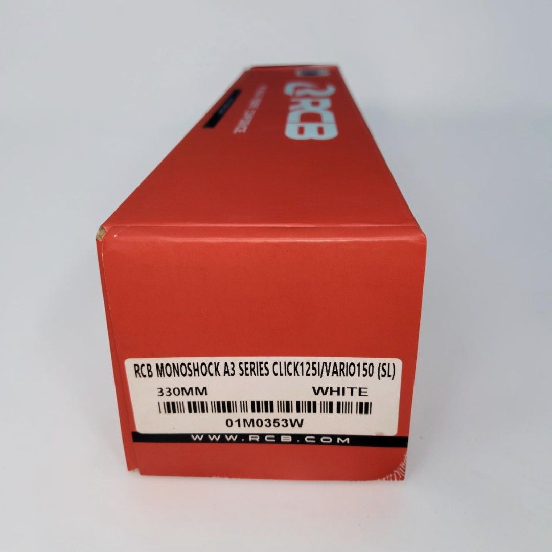 RCB Monoshock A3 Series (Category: Suspension Parts & Accessories) located in San Juan City. Submitted by rhennx (Listing ID 1464260921, Image 3). Description: 🔥 RCB Monoshock A3-series (Orig) ✅ Brand-new ✅ For honda Click v1-v4 125, 150 ✅ SIZE: 330mm ✅ COLOR: White/ Silver PICK-UP OR DELIVER VIA LALAMOVE ONLY‼️ LOCATION : MANDALUYONG CITY / SAN JUAN CITY.