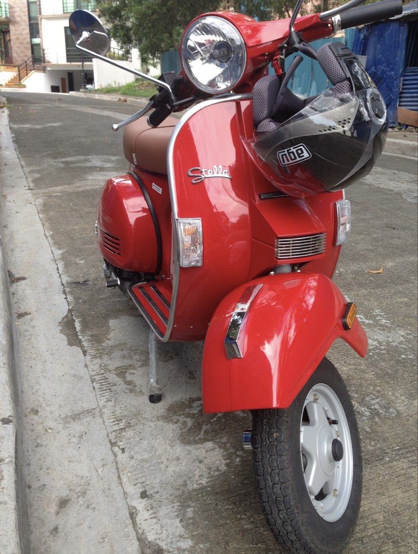 Red Stella Scooter - Classic Vintage Style (Category: Skates, Rollerblades & Scooters) located in Taguig. Submitted by nintendawgs (Listing ID 1464227072, Image 2). Description: - Classic red Stella scooter - Runs smoothly - Comfortable brown seat - Shiny chrome accents - Ideal for city cruising - A real head-turner i havent used this scooter for years already . unregistered for a number of years as well. will reinstate and get it running if a de