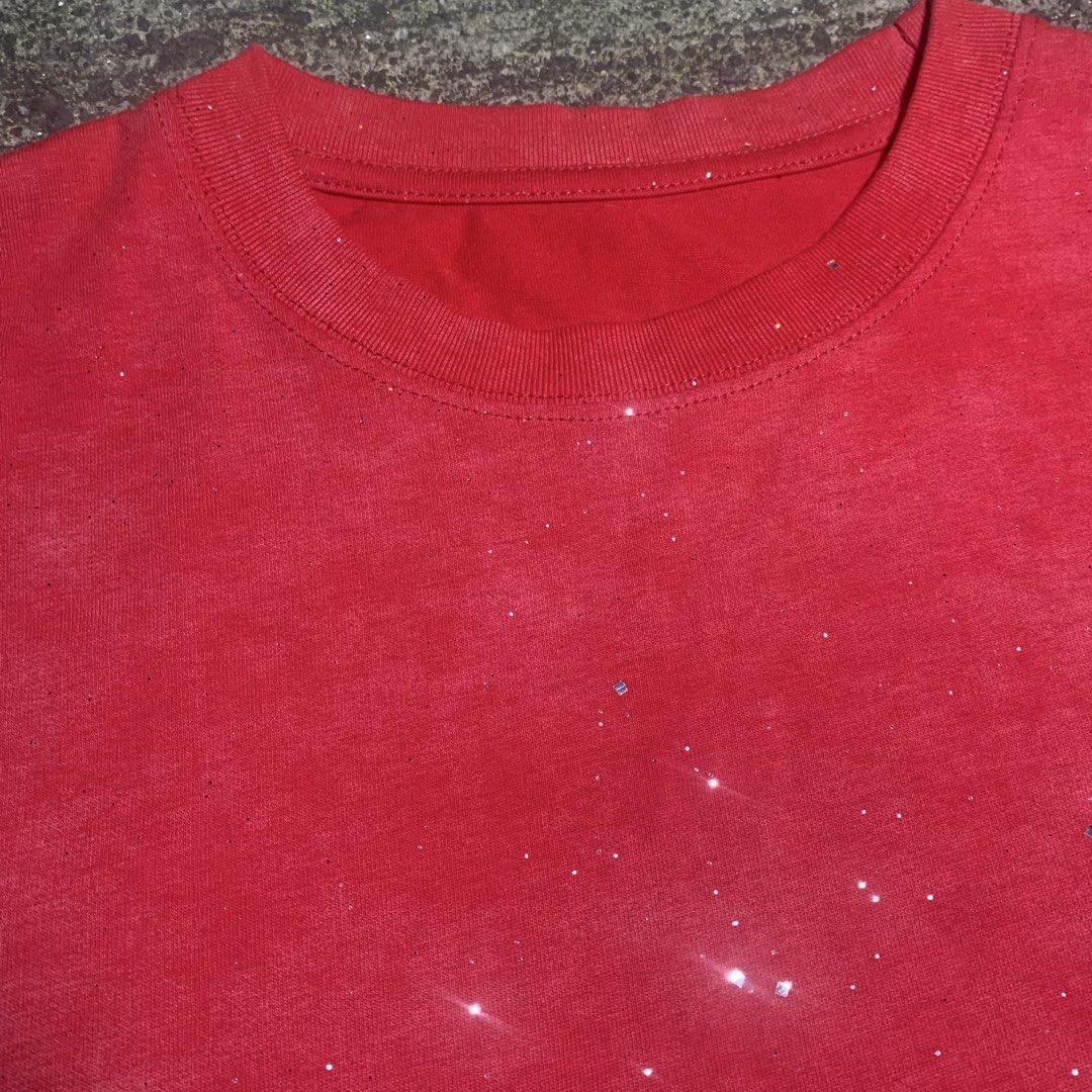 Rhinestones Allover Shirt (Category: Tshirts & Polo Shirts ) located in Manila. Submitted by steeezyyy (Listing ID 1464336053, Image 3). Description: excellent condition no issue 10/10 color rate pm lang po meet up sa malapit W 21.4 x L 25.4 (Boxy Type) Location : Mandaluyong City .