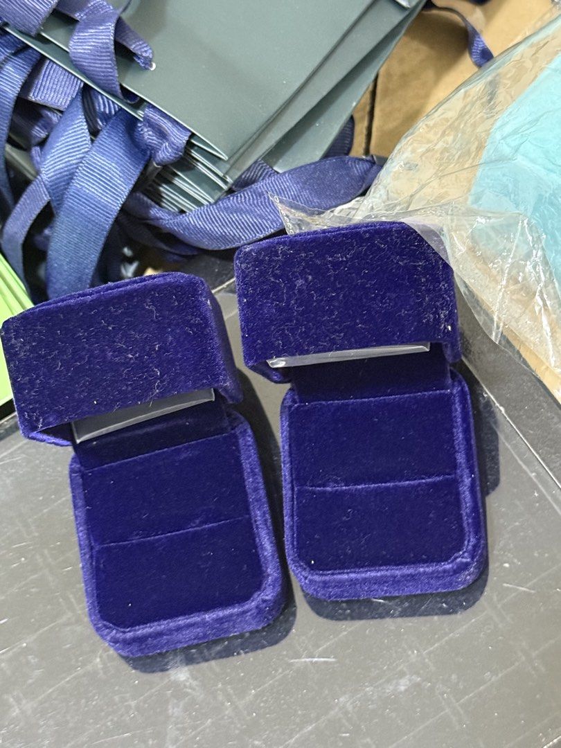 Ring boxes and ring and necklace holder for display (Category: Accessory Holder, Box & Organizers) located in Taytay. Submitted by allaboutsophistication (Listing ID 1464314298, Image 1). Description: Take All po yan! Pwede magamit sa business nyo. 9 ring velvet boxes 1 necklace velvet box 1 ring case for display 1 necklace holder Paper bags for jewelry sale Cleaners for silver jewelry Location: Taytay, Rizal.