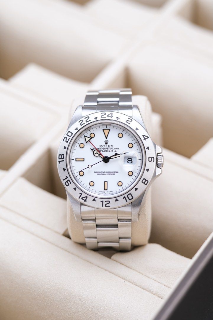 Rolex Explorer II "Chicchi di Mais" (Category: Luxury Watches) located in Quezon City. Submitted by awristotell (Listing ID 1464247703, Image 3). Description: “Another Wrist To Tell” Rolex Explorer II “Chicchi di Mais” Mint Unpolished Condition Price: 688,000 PHP Ref: 16570 Year: 1991 Movement: Automatic Crystal: Sapphire Case: 40mm Material: Steel Lug width: 20mm Bracelet: Rolex Oyster Bracelet Includes: Rolex Box / Leather Pouch — Free Shipping