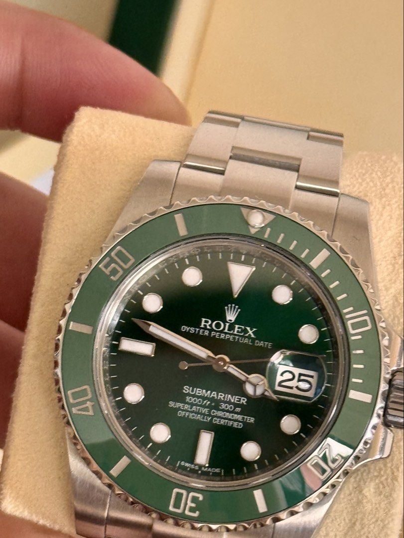 Rolex Submariner Hulk 116610LV (Category: Luxury Watches) located in San Juan City. Submitted by luxxtimepieces (Listing ID 1464154640, Image 3). Description: Rolex Submariner Hulk Ref 116610LV Approx year 2015 and up Watch and box only Lost card Complete Links Recently serviced with 1 year warranty With your time makati condition check slip Open for Authentication 🙏.