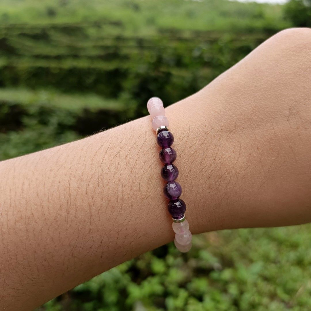 Rose Quartz + Amethyst (Category: Body Jewelry) located in Manila. Submitted by enchantra_gems (Listing ID 1464183022, Image 3). Description: ✨ Rose Quartz + Amethyst Natural Stone Bracelet A beautiful combination of soft pink Rose Quartz and elegant purple Amethyst, handcrafted into a timeless bracelet perfect for everyday wear. 💗 Rose Quartz – known as the stone of love, harmony, and compassion. 💜 Amethyst – associated with calmness, clarity,