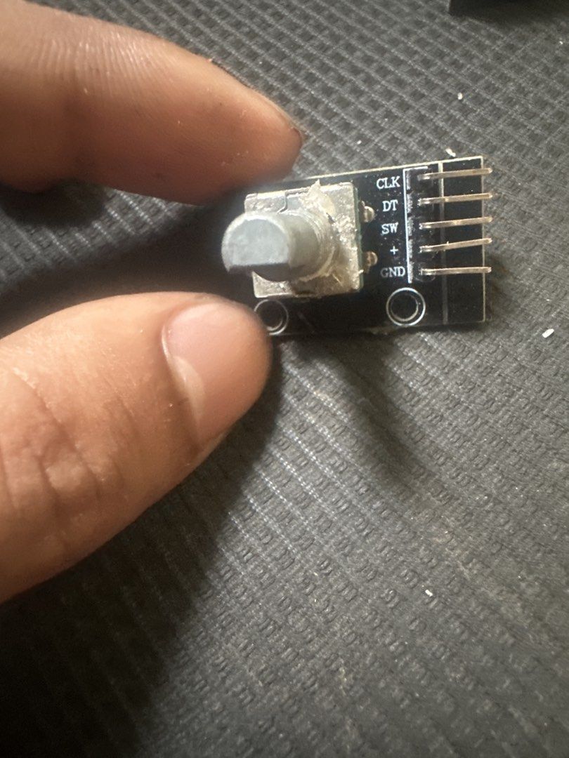 Rotary Encoder Module with Push Button (i have 5 pieces) (Category: Computer Parts) located in Pasay City. Submitted by axccyyy (Listing ID 1464203976, Image 1). Description: - i have 5 pieces, 50 pesos per pieces - with freebie headcaps - you can buy by pieces how many you want upto 5 - Rotary encoder module with integrated push button - Pins: CLK, DT, SW, +, GND - Ideal for DIY electronics projects - Compatible with Arduino and esp32 - Simple t